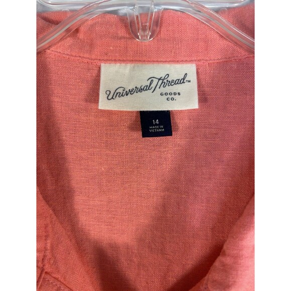 Universal Thread Button Up Women’s Romper Linen Blend Coral Pink Size 14 - Picture 8 of 9